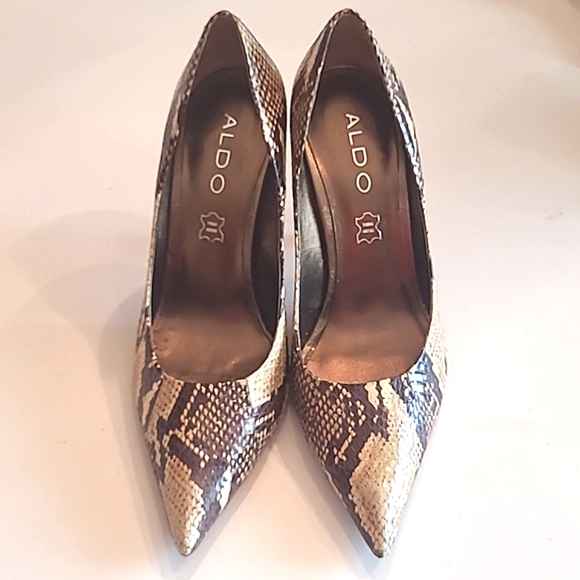 Aldo Stiletto Pumps Snake Skin Pointed Toe High Heel Animal Print Cocktail Party - Picture 5 of 17